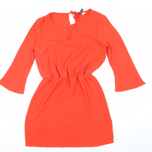 H&M Women Red Shift Dress Size 12, 3/4 Bell Sleeve