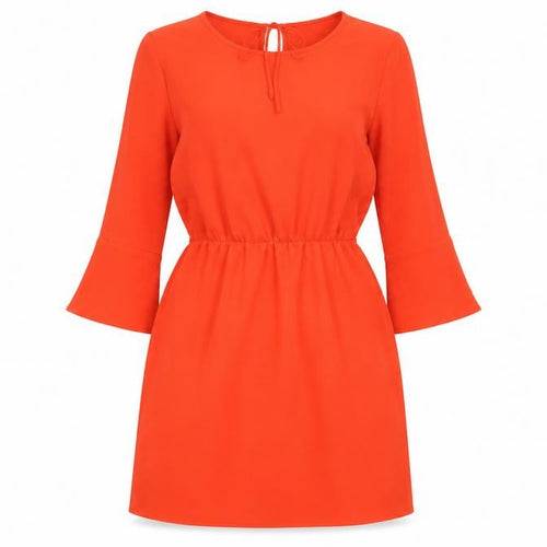 H&M Women Red Shift Dress Size 12, 3/4 Bell Sleeve