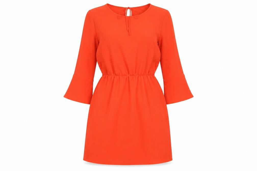 H&M Women Red Shift Dress Size 12, 3/4 Bell Sleeve