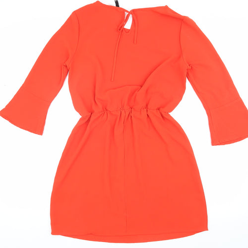 H&M Women Red Shift Dress Size 12, 3/4 Bell Sleeve