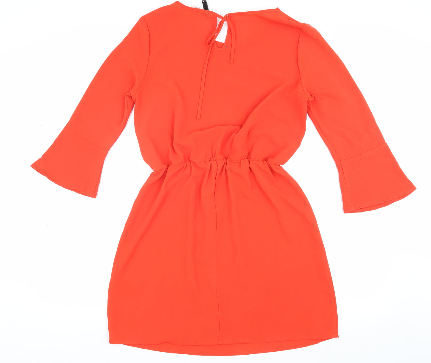 H&M Women Red Shift Dress Size 12, 3/4 Bell Sleeve