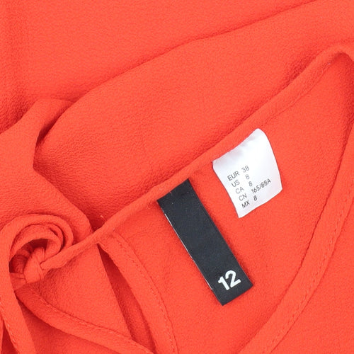 H&M Women Red Shift Dress Size 12, 3/4 Bell Sleeve