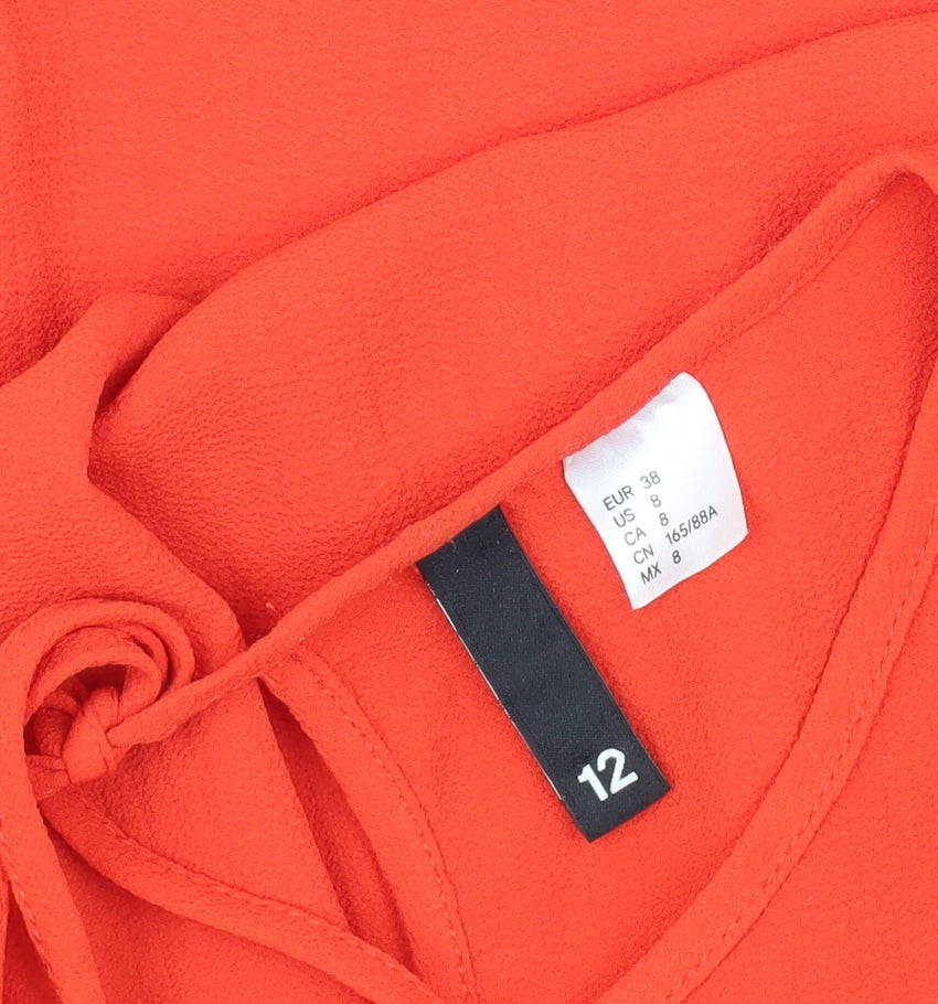 H&M Women Red Shift Dress Size 12, 3/4 Bell Sleeve