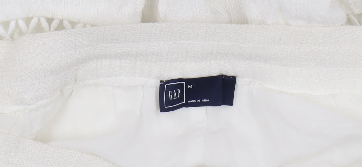 GAP Women's White Peasant Skirt M, Lace Accents, Summer