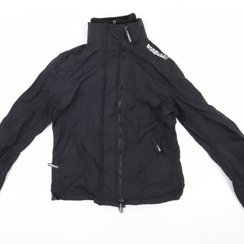 Superdry Boys Black Nylon Jacket L Long Sleeve Zip