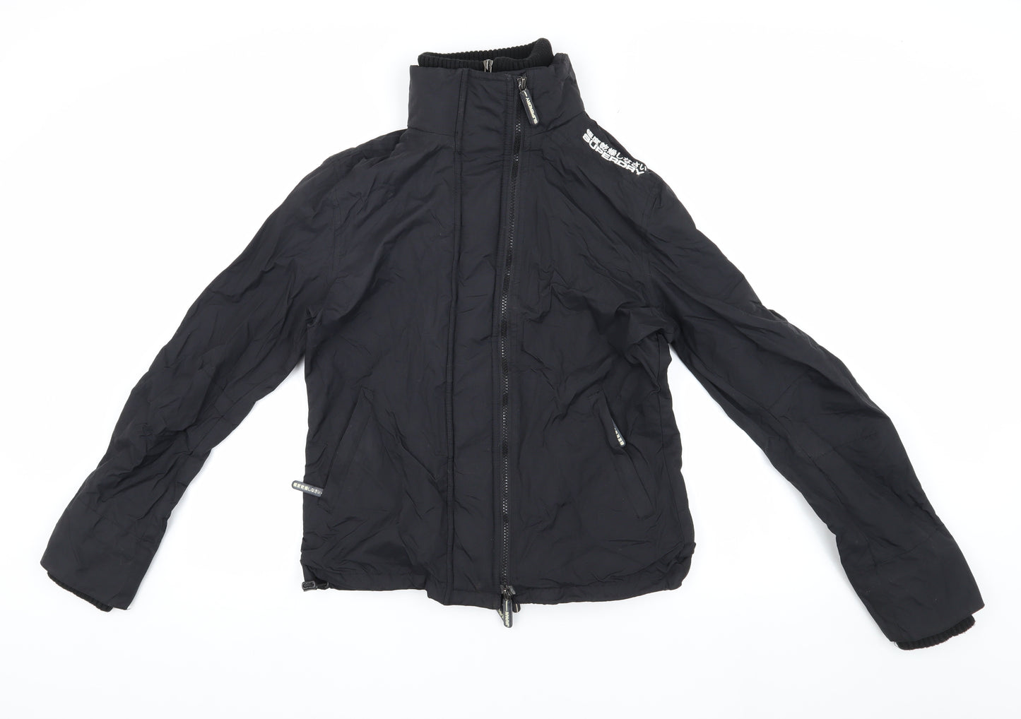 Superdry Boys Black Nylon Jacket L Long Sleeve Zip