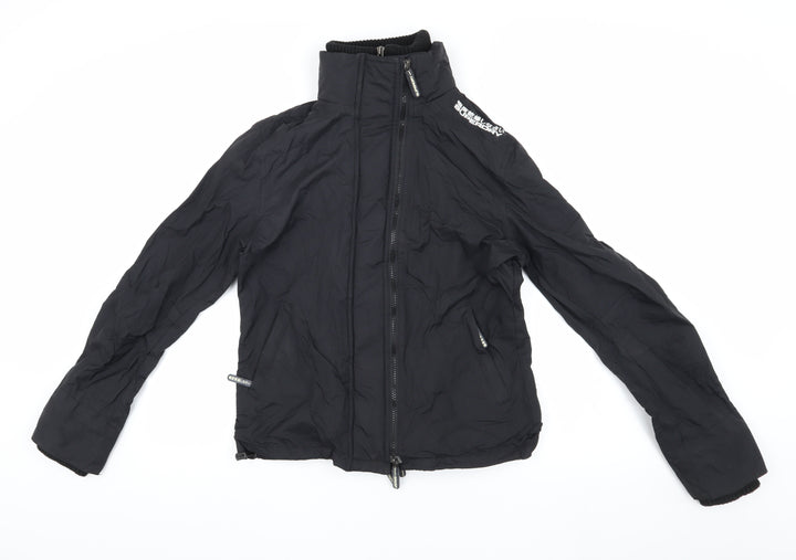 Superdry Boys Black Nylon Jacket L Long Sleeve Zip