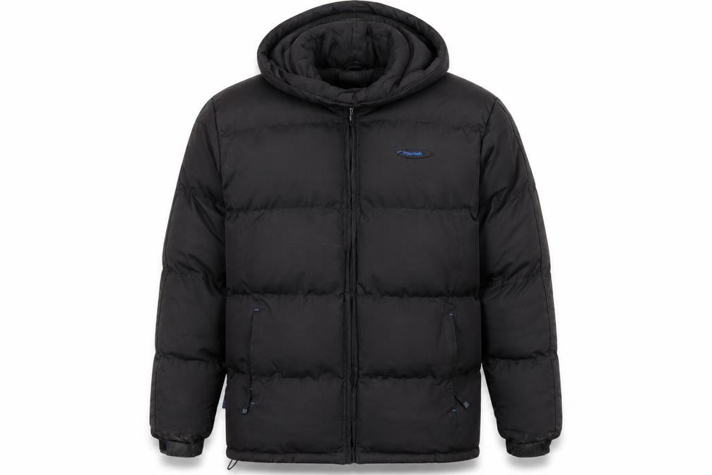 Front view of Mountain Life Men's Black Puffer Jacket S Hooded