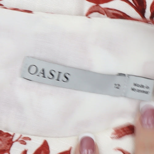 Oasis Women's Red Floral Midi Fit & Flare Dress Size 12