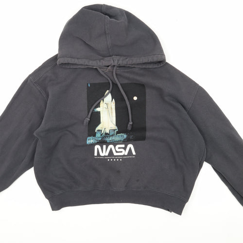 H&M Women's Black Graphic Hoodie, M, Pullover Style