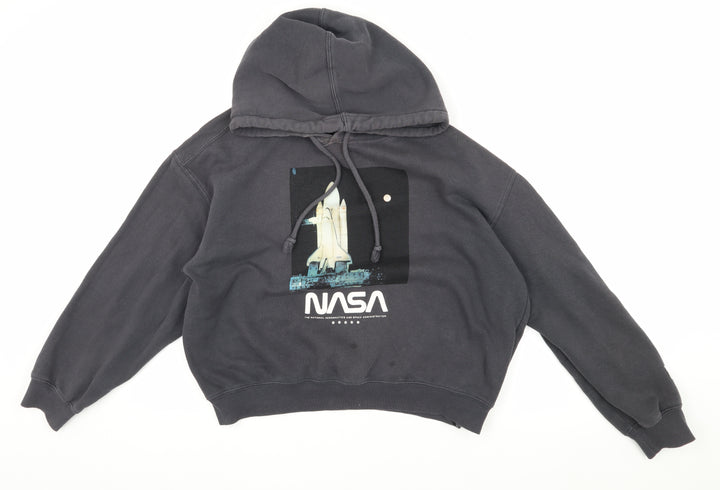H&M Women's Black Graphic Hoodie, M, Pullover Style