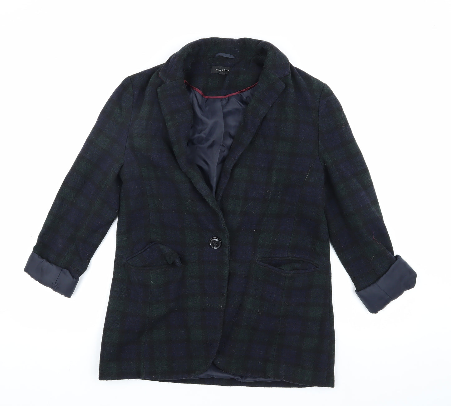 New Look Women's Multicoloured Plaid Blazer Size 10
