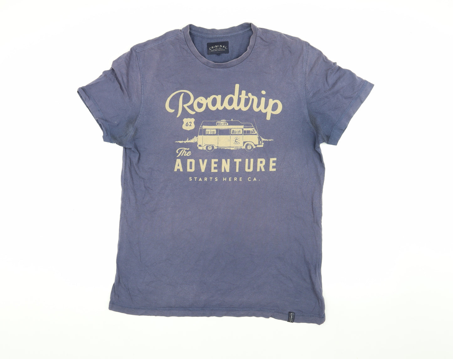 Criminal Men's Blue Graphic Adventure T-Shirt L