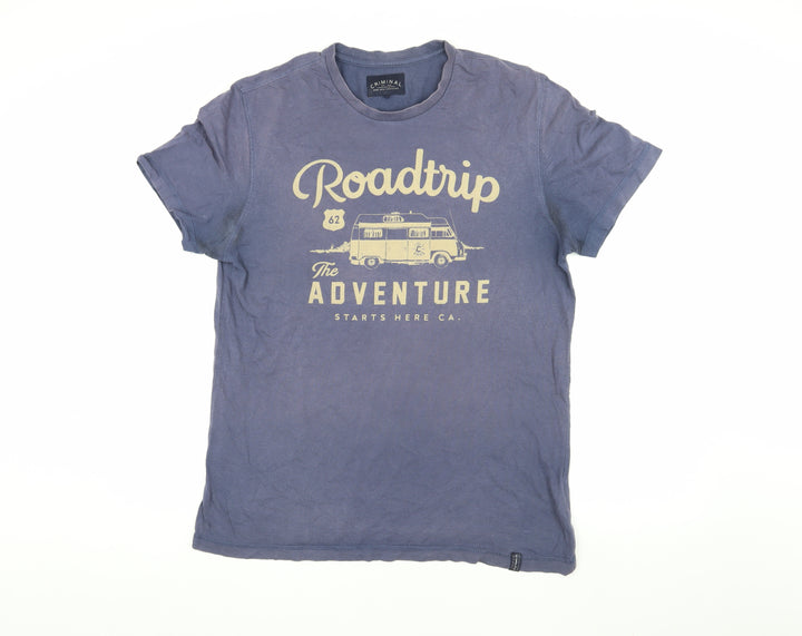 Criminal Men's Blue Graphic Adventure T-Shirt L