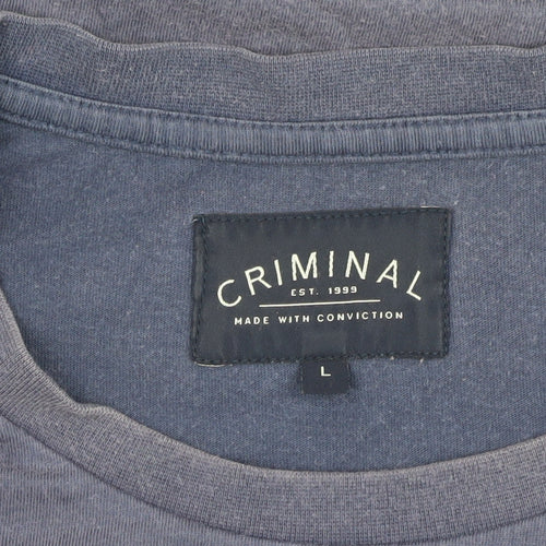 Criminal Men's Blue Graphic Adventure T-Shirt L