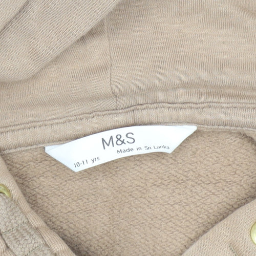 Marks and Spencer Girls Beige Pullover Hoodie 10-11 Years