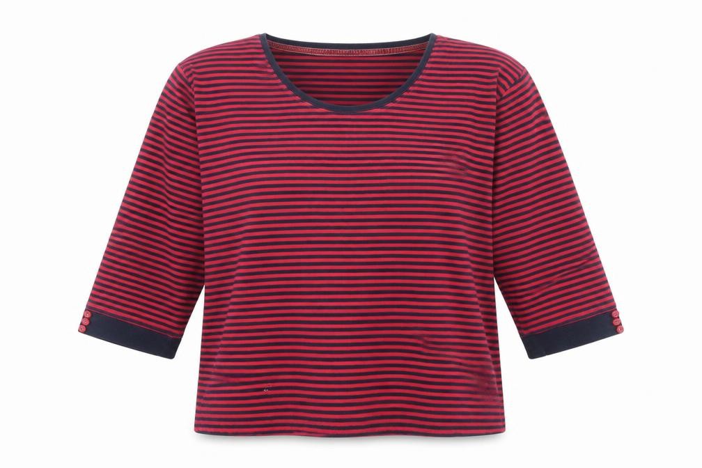 Front view of Isle Women's Red & Black Striped T-Shirt XL