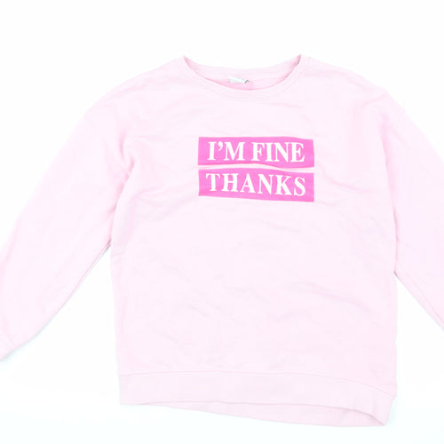 Zara Girls Pink Pullover Sweatshirt 13-14 Years Crew Neck