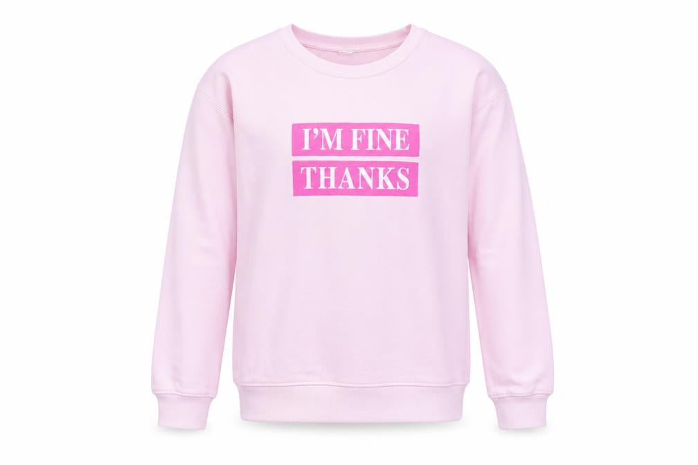 Front view of Zara girls’ pink pullover sweatshirt 13-14 years crew neck