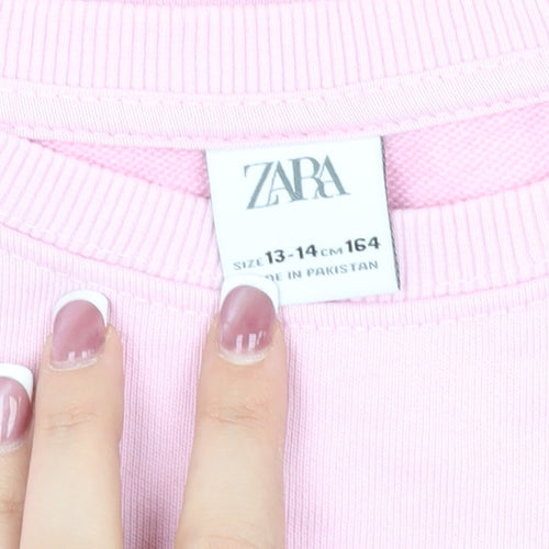 Zara Girls Pink Pullover Sweatshirt 13-14 Years Crew Neck