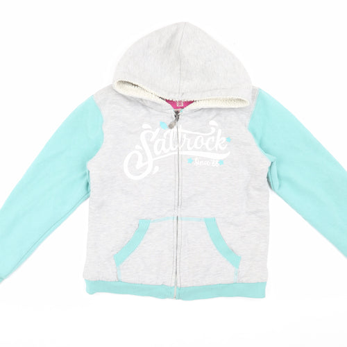 Saltrock Girls Grey Blue Hooded Jacket, 11-12 Years