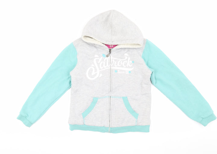 Saltrock Girls Grey Blue Hooded Jacket, 11-12 Years