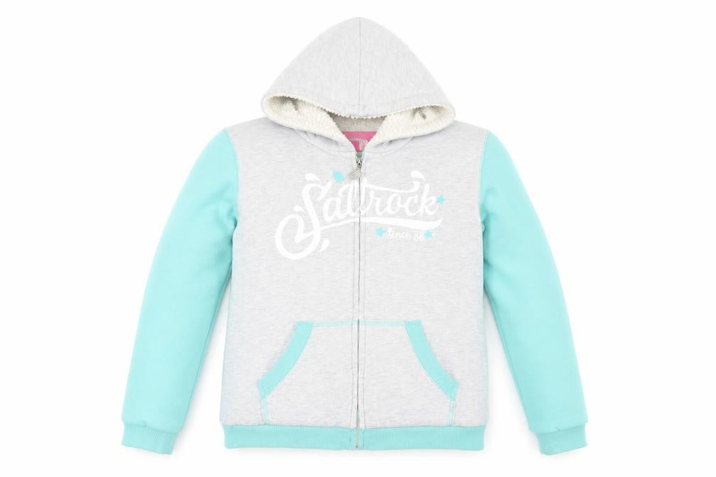 Saltrock Girls Grey Blue Hooded Jacket, 11-12 Years