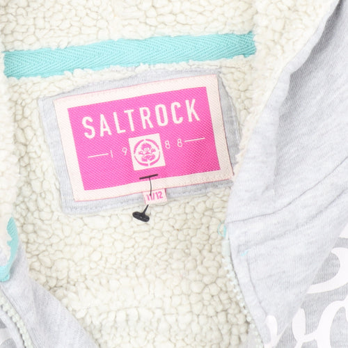 Saltrock Girls Grey Blue Hooded Jacket, 11-12 Years