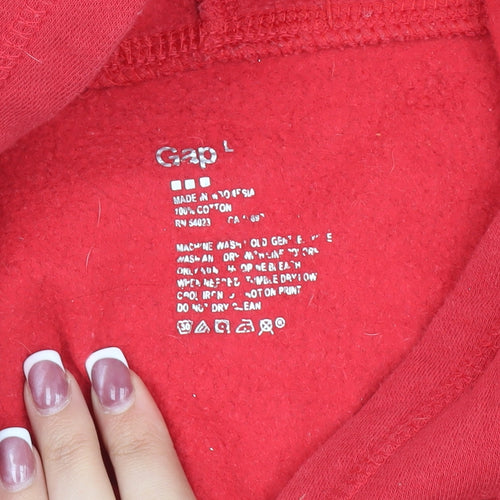 Gap Men's Red Hooded Pullover Hoodie L Sports