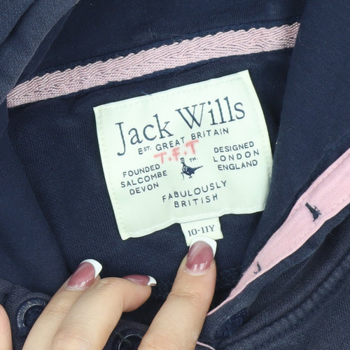 Jack Wills Girls Blue Pullover Hoodie 10-11 Years