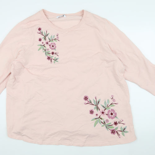 Evans Women's Pink Long Sleeve Embroidered Top Size 22