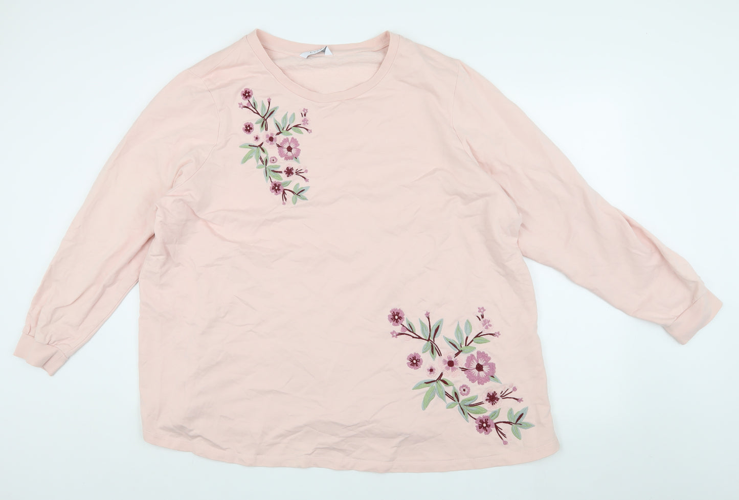 Evans Women's Pink Long Sleeve Embroidered Top Size 22