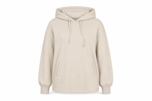Front view of Nu-In Women's Beige Pullover Hoodie, size S