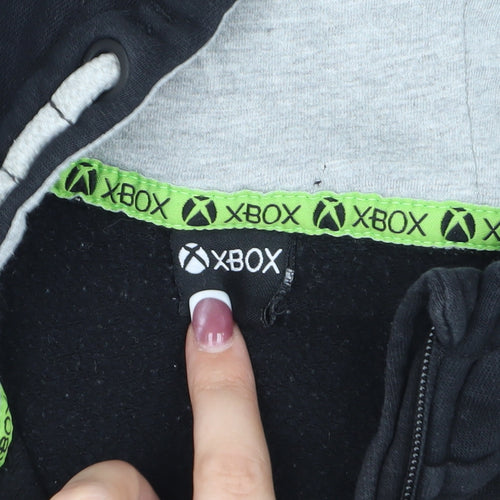 Xbox Boys Black Grey Hoodie Jacket 13-14 Gaming Full Zip