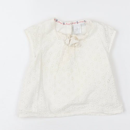Jasper Conran Ivory Baby Blouse 9-12M, Short Sleeve Casual Top