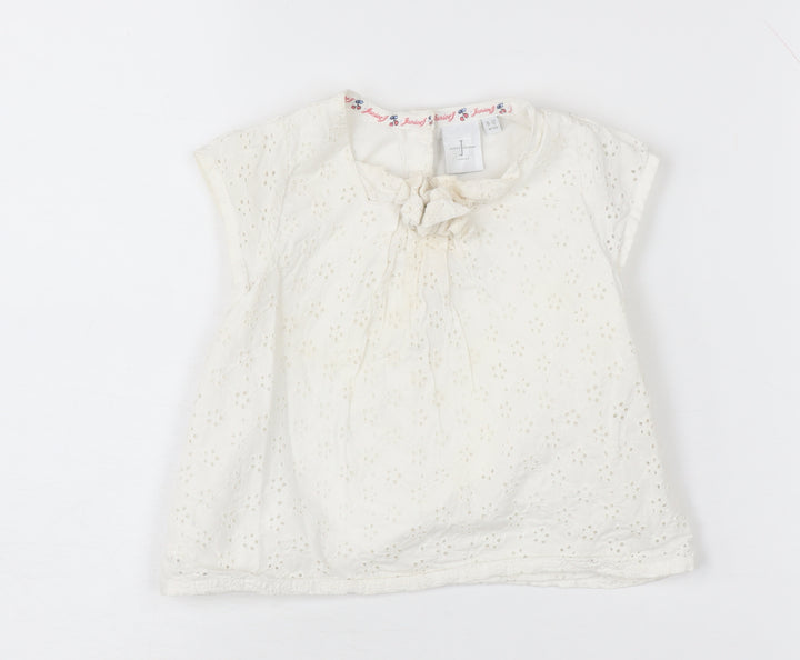 Jasper Conran Ivory Baby Blouse 9-12M, Short Sleeve Casual Top