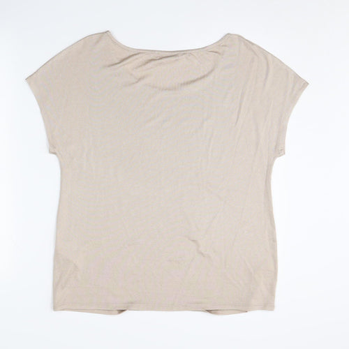Jacques Vert Women's Beige T-Shirt - Size L, Short Sleeve