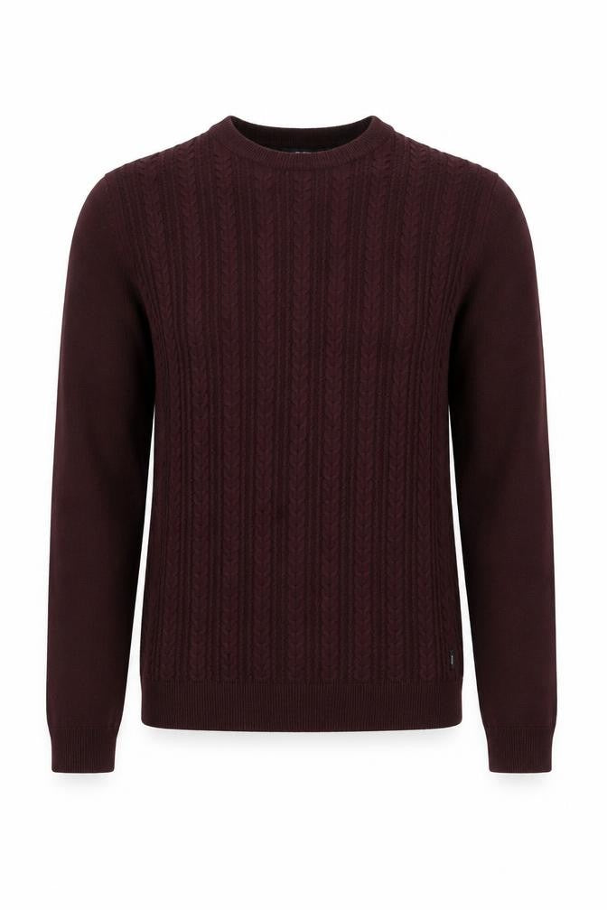 Front view of Jack & Jones Men's Red Cable-Knit jumper S