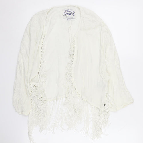Superdry Women's White Shrug with Fringe Accents XS