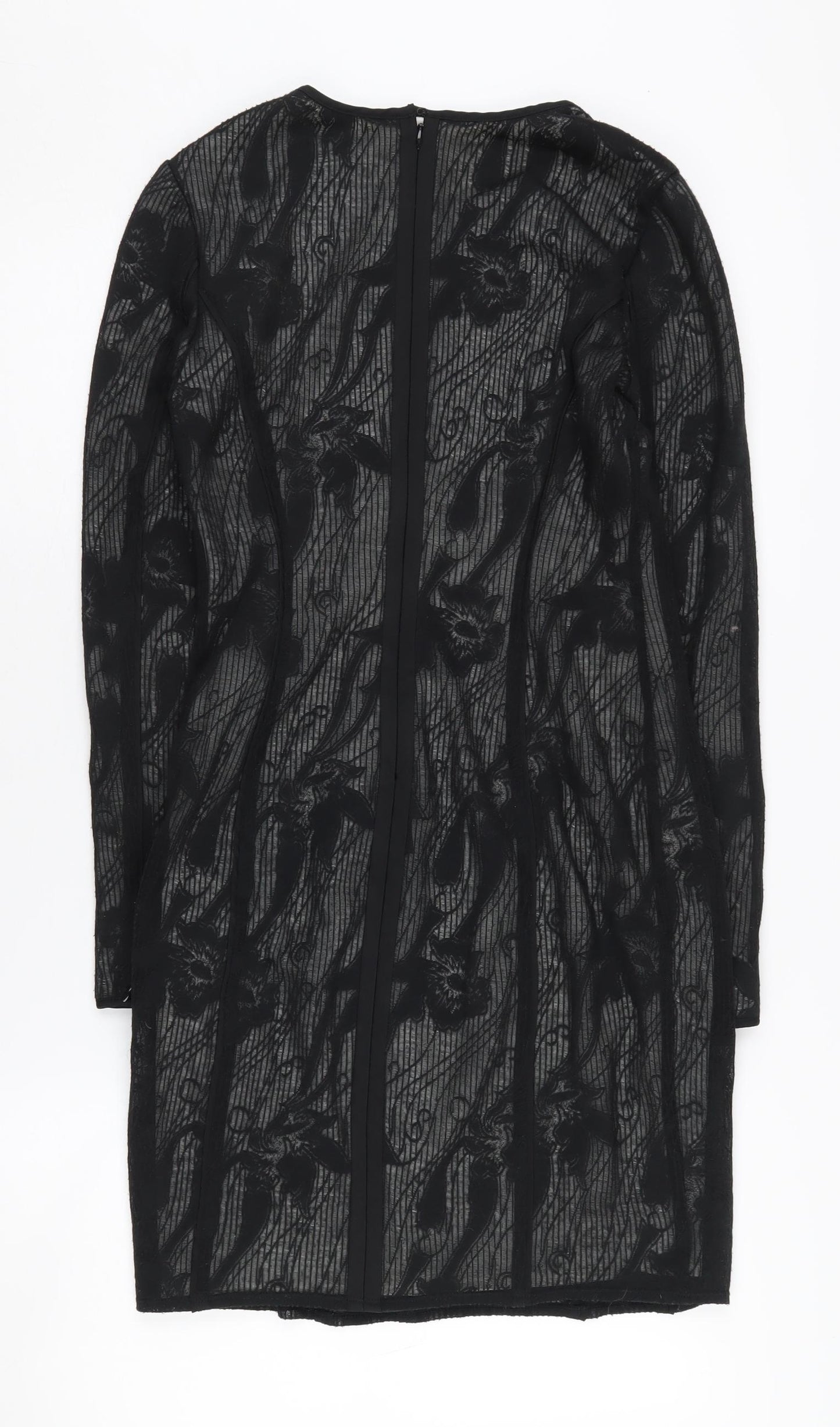 REISS Women's Black Lace Dress, Size 8, Long Sleeve