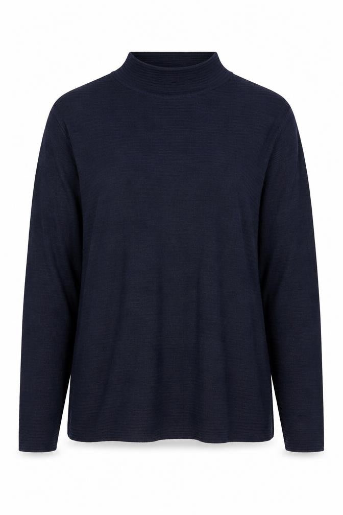 Front view of Jacqueline de Yong Women's Blue Mock Neck Jumper, M