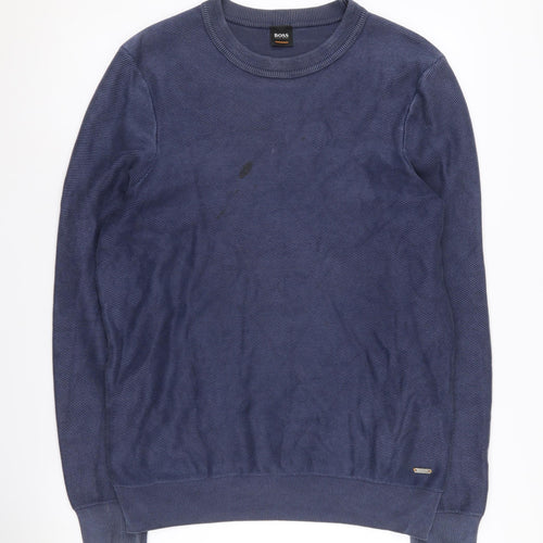 Hugo Boss Men's Blue Cotton Pullover Sweatshirt L