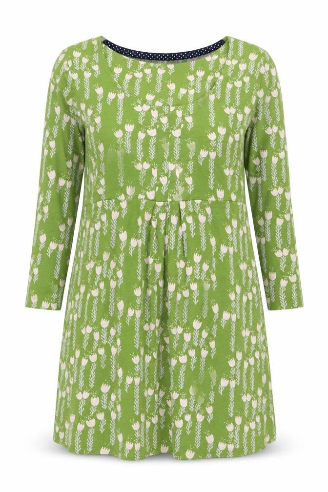 Front view of White Stuff Women's Green Floral Shift Dress, size 12