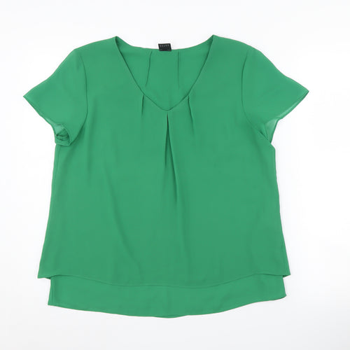 s.Oliver Women Green Blouse, Size 12, Casual V-Neck Top