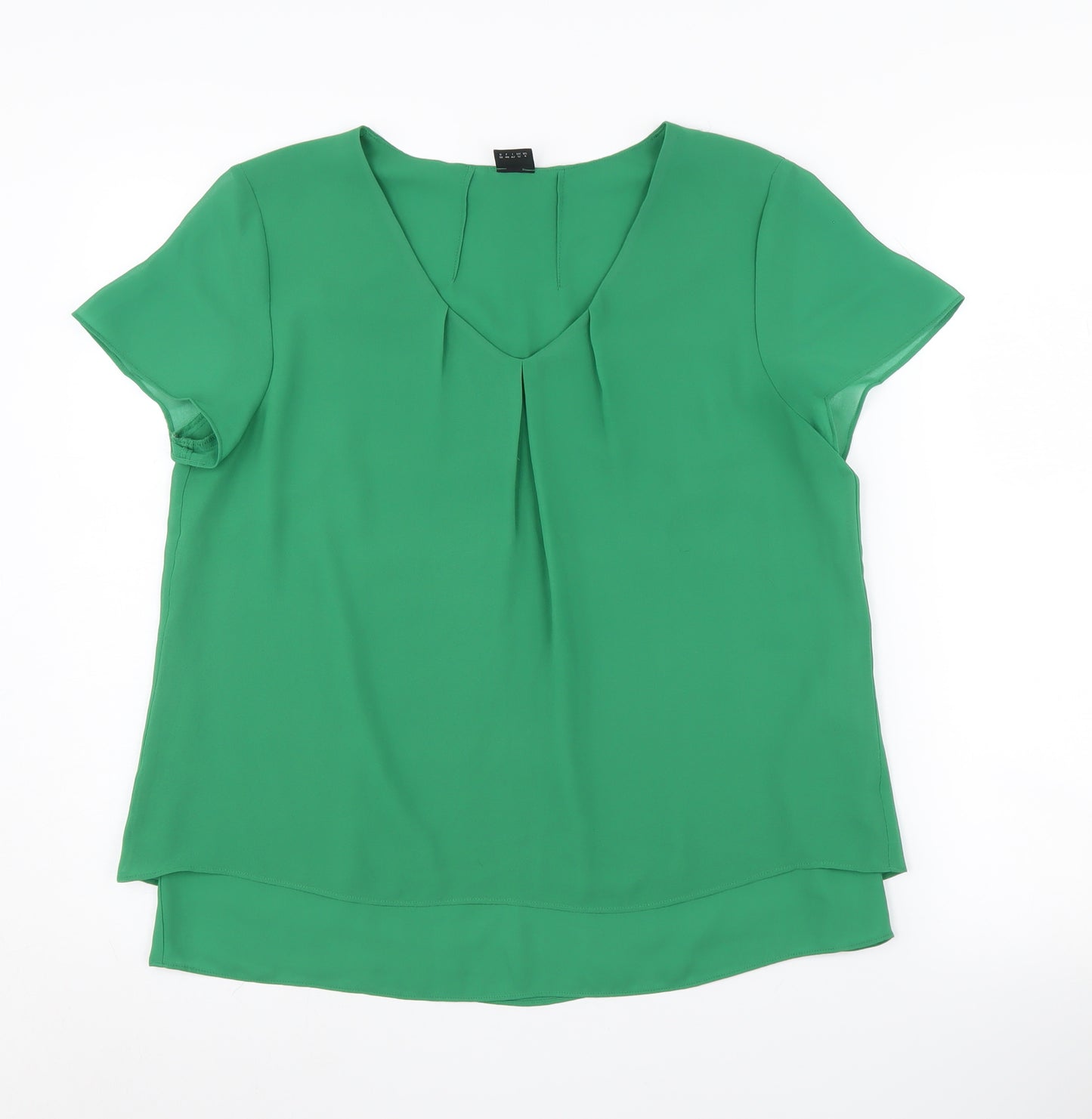 s.Oliver Women Green Blouse, Size 12, Casual V-Neck Top