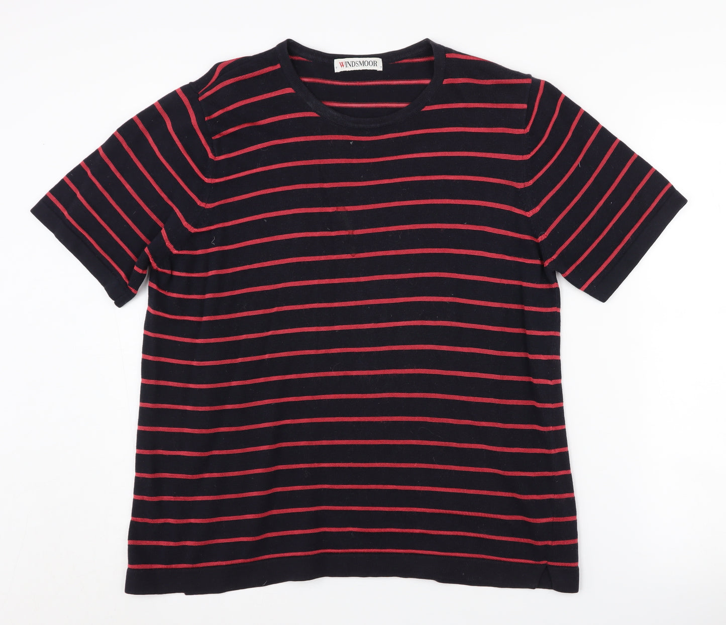Windsmoor Women's Black Striped Crew Neck Knit Top M