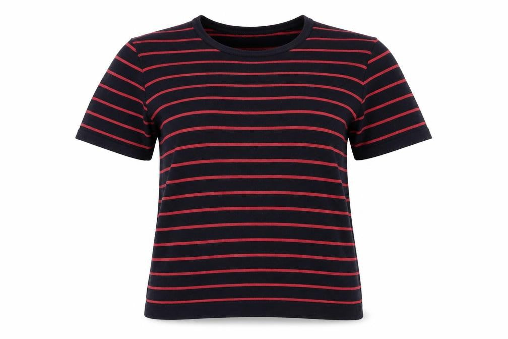 Front view of Windsmoor Women's Black Striped Crew Neck Knit Top M