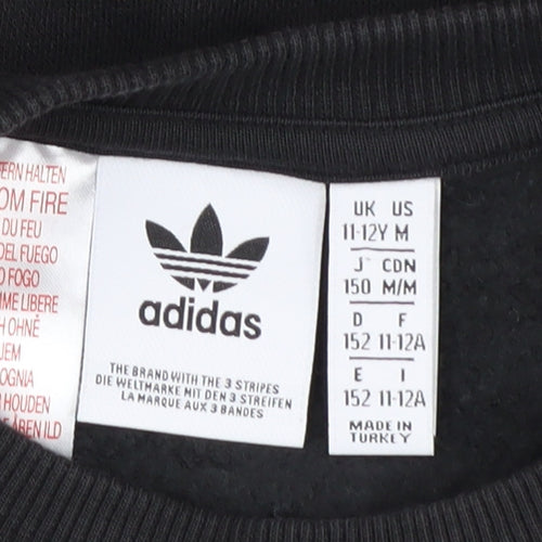 Adidas Boys Black Sweatshirt 11-12Y Lightweight Pullover