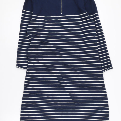 Fat Face Women's Blue Striped Dress, Size 8, 3/4 Sleeve