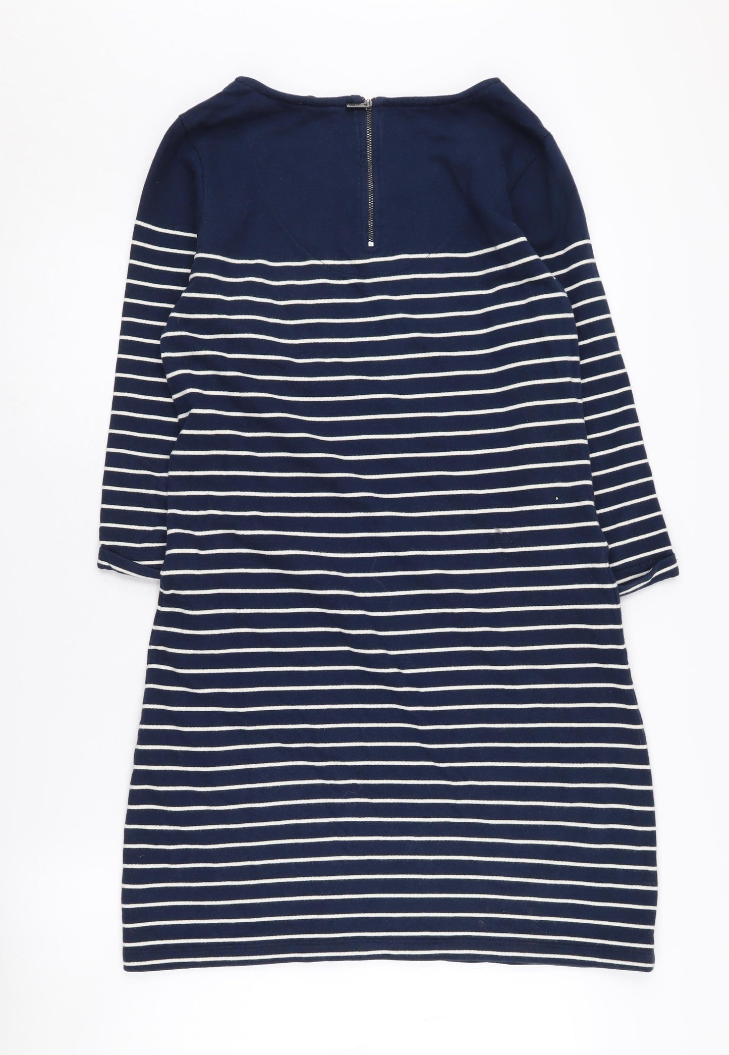 Fat Face Women's Blue Striped Dress, Size 8, 3/4 Sleeve